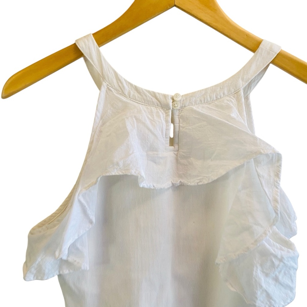 Maeve by Anthropologie Ruffled Rib Halter Tank Top White - Picture 6 of 8
